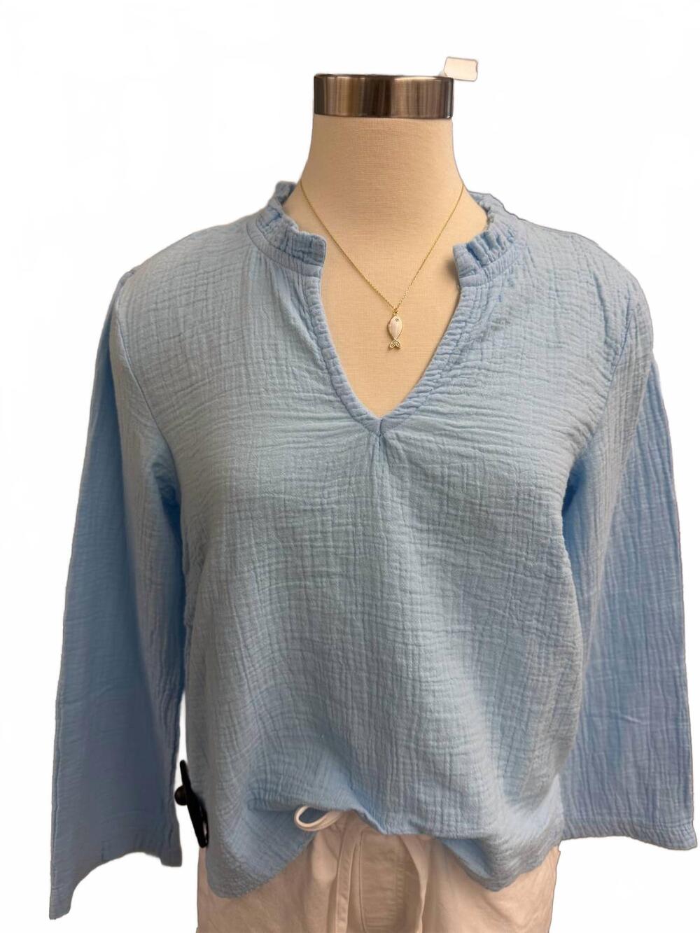 NEW BOBI women's bell sleeve shell top in lake